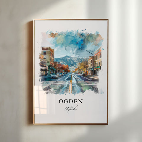 Ogden Utah Wall Art, Ogden Print, Ogden Utah Watercolor, Snowbasin Utah Gift, Travel Print, Travel Poster, Housewarming Gift