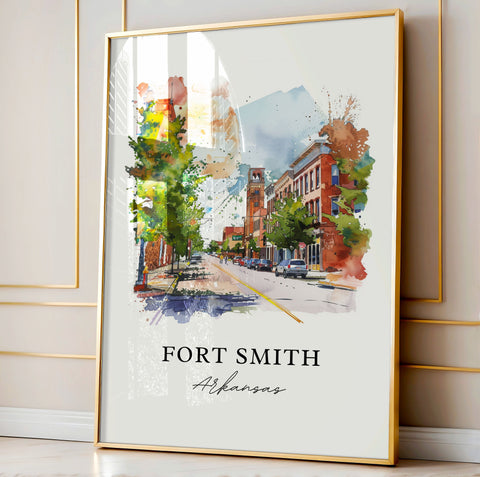 Fort Smith Arkansas Art, Fort Smith Print, Fort Smith AR Watercolor, Arkansas River Gift, Travel Print, Travel Poster, Housewarming Gift