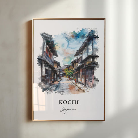 Kochi Japan Wall Art, Kochi Print, Shikoku Japan Watercolor, Shikoku Japan Gift, Travel Print, Travel Poster, Housewarming Gift