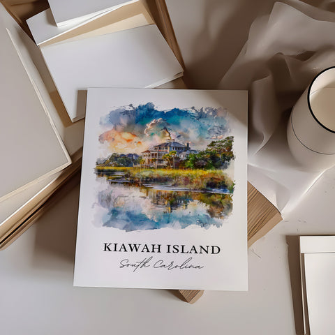 Kiawah Island Wall Art, Kiawah Island SC Print, Kiawah South Carolina Watercolor, Kiawah Island Gift, Travel Print, Housewarming Gift