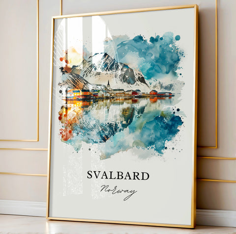 Svalbard Wall Art, Svalbard Norway Print, Svalbard Watercolor, Svalbard Norway Gift, Travel Print, Travel Poster, Housewarming Gift