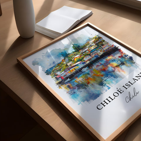 Chiloe Island Wall Art, Chiloe Island Print, Chile Watercolor, Patagonia Chile Art, Travel Print, Travel Poster, Housewarming Gift