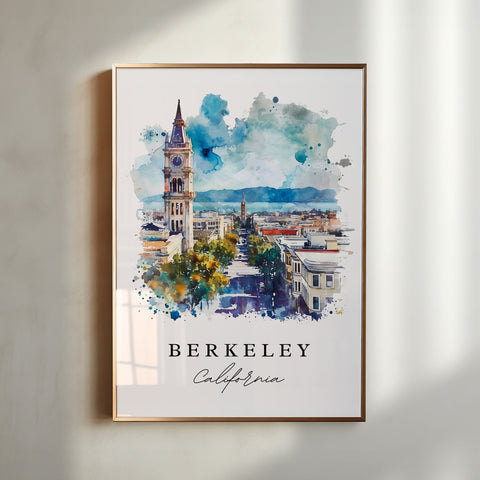 Berkeley traditional travel art - California, Berkeley print, Wedding gift, Birthday present, Custom Text, Perfect Gift