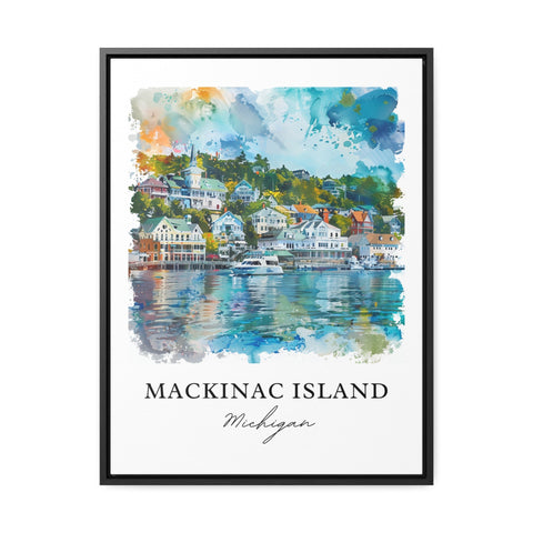 Mackinac Island Wall Art, Mackinac MI Print, Lake Huron Watercolor, Mackinac Island Gift, Travel Print, Travel Poster, Housewarming Gift