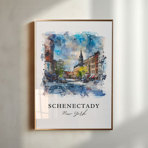 Schenectady Wall Art, Schenectady Print, Schenectady NY Watercolor, Schenectady Gift, Travel Print, Travel Poster, Housewarming Gift
