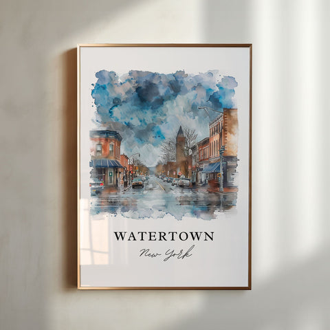Watertown NY Wall Art, Watertown Print, Watertown Watercolor, Watertown NY Gift, Travel Print, Travel Poster, Housewarming Gift