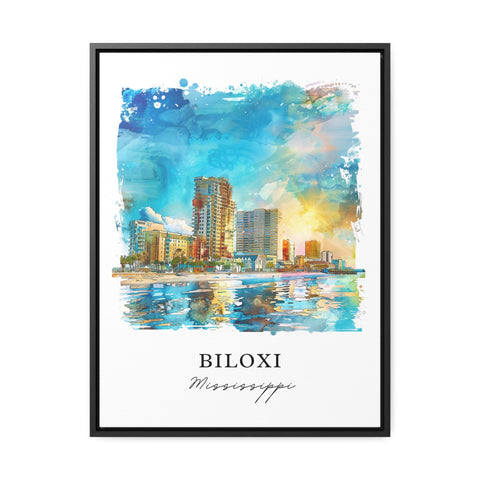 Biloxi Mississippi Art, Biloxi Print, Biloxi Beach Watercolor, Biloxi MS Gift, Travel Print, Travel Poster, Housewarming Gift