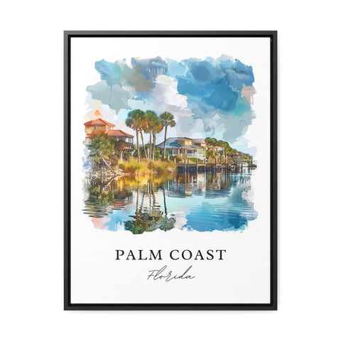 Palm Coast FL Wall Art, Palm Coast Print, Palm Coast Florida Watercolor, Flagler County Gift, Travel Print, Travel Poster, Housewarming Gift