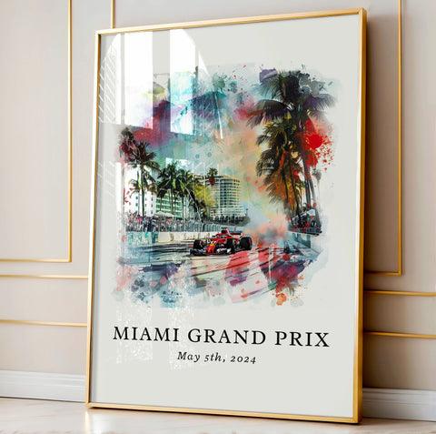 Miami Grand Prix Art, F1 Miami Print, Grand Prix Miami Watercolor, 2024 F1 Miami Gift, Travel Print, Travel Poster, Housewarming Gift