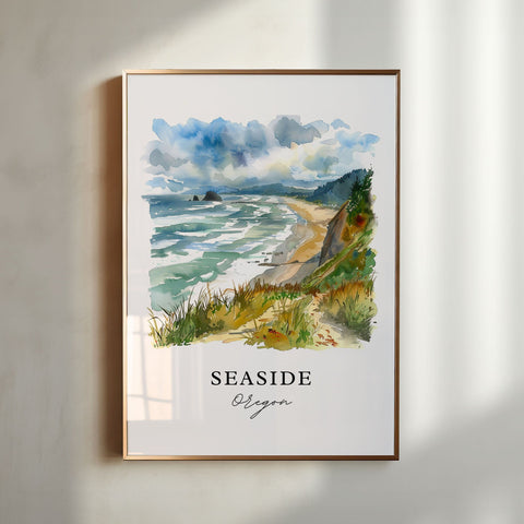 Seaside Oregon Art, Seaside OR Print, Seaside Oregon Watercolor, Seaside Oregon Gift, Travel Print, Travel Poster, Housewarming Gift