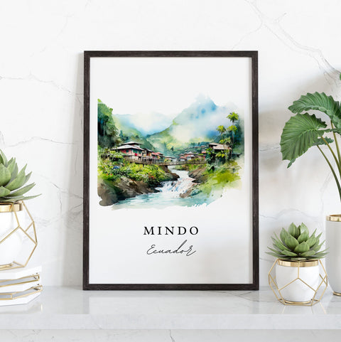 Mindo traditional travel art - Ecuador, Mindo poster print, Wedding gift, Birthday present, Custom Text, Perfect Gift