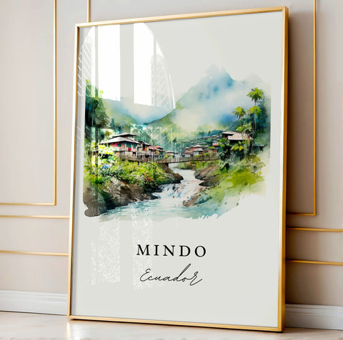 Mindo traditional travel art - Ecuador, Mindo poster print, Wedding gift, Birthday present, Custom Text, Perfect Gift