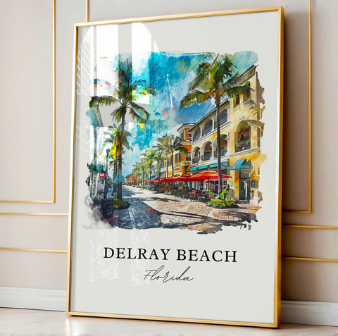 Delray Beach FL Art, Delray Beach Print, Delray Beach Watercolor, Delray Beach Florida Gift, Travel Print, Travel Poster, Housewarming Gift