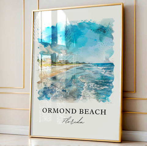 Ormond Beach Wall Art, Ormond Beach Print, Ormond Beach FL Watercolor, Ormond Beach Gift, Travel Print, Travel Poster, Housewarming Gift