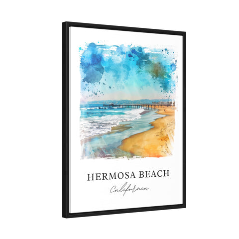 Hermosa Beach Wall Art, Hermosa Beach Print, Hermosa Beach CA Watercolor, Hermosa Beach Gift, Travel Print, Travel Poster, Housewarming Gift