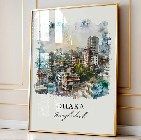 Dhaka Wall Art, Dhaka Bangladesh Print, Bangladesh Watercolor, Dhaka Bangladesh Gift, Travel Print, Travel Poster, Housewarming Gift