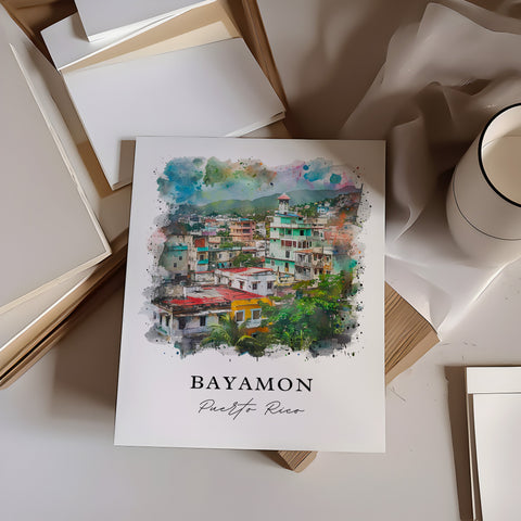 Bayamon Wall Art, Bayamon PR Print, Puerto Rico Watercolor, San Juan Puerto Rico Gift, Travel Print, Travel Poster, Housewarming Gift