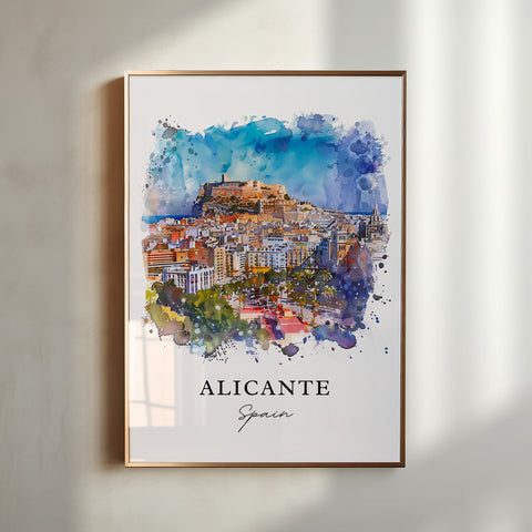 Alicante Spain Wall Art, Alicante Print, Alicante Watercolor, Alicante Spain Gift, Travel Print, Travel Poster, Housewarming Gift