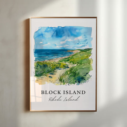 Block Island Wall Art, Block Island RI Print, Rhode Island Watercolor, Block Island RI Gift, Travel Print, Travel Poster, Housewarming Gift