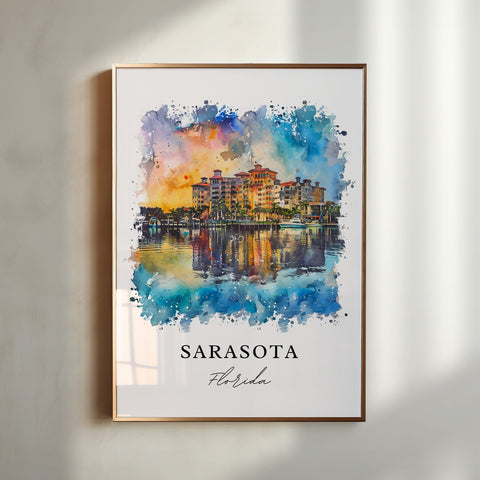 Sarasota Florida Wall Art, Sarasota Print, Sarasota Florida Watercolor, Sarasota FL Gift, Travel Print, Travel Poster, Housewarming Gift