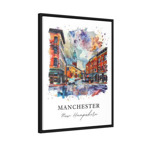 Manchester NH Wall Art, Manchester Print, Manchester NH Watercolor, Manchester NH Gift, Travel Print, Travel Poster, Housewarming Gift