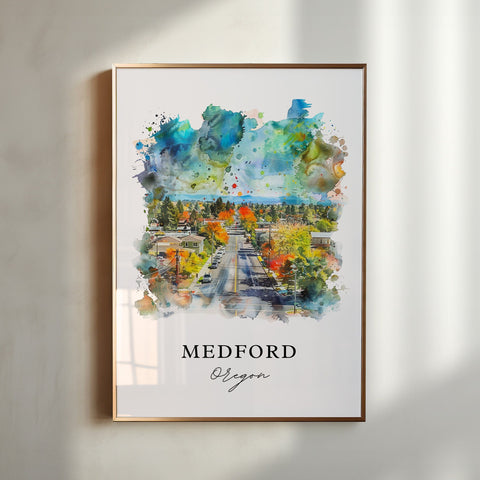 Medford Oregon Wall Art, Medford OR Print, Medford Watercolor, Medford Oregon Gift, Travel Print, Travel Poster, Housewarming Gift