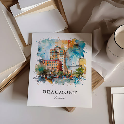 Beaumont Texas Wall Art, Beaumont TX Print, Beaumont Watercolor, Beaumont Texas Gift, Travel Print, Travel Poster, Housewarming Gift