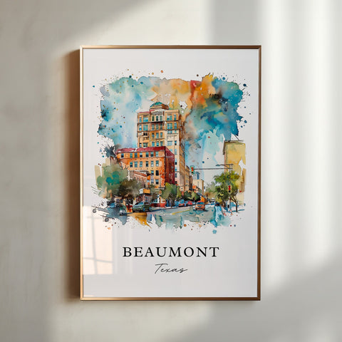 Beaumont Texas Wall Art, Beaumont TX Print, Beaumont Watercolor, Beaumont Texas Gift, Travel Print, Travel Poster, Housewarming Gift