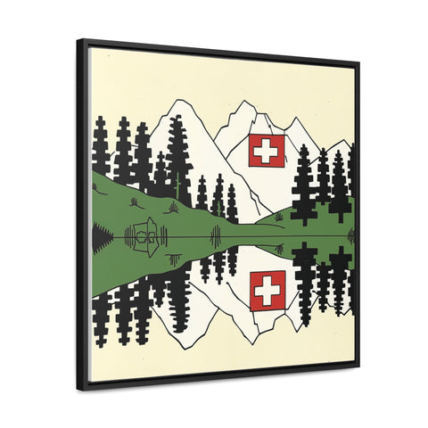 Modern Switzerland Art, Switzerland Print, Unique Switzerland Art, Swiss Flag and Scenery, Travel Print, Travel Poster, Housewarming Gift