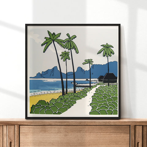 Modern Bora Bora Art, Bora Bora Print, Unique Bora Bora Art, Bora Bora Scenery Gift, Travel Print, Travel Poster, Housewarming Gift