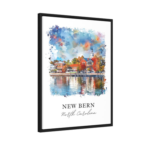 New Bern NC Wall Art, New Bern Print, New Bern NC Watercolor, New Bern North Carolina Gift, Travel Print, Travel Poster, Housewarming Gift