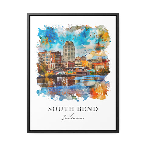 South Bend IN Wall Art, South Bend Print, South Bend Watercolor, Notre Dame South Bend Gift, Travel Print, Travel Poster, Housewarming Gift