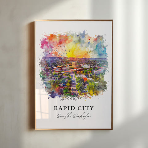 Rapid City SD Art, Rapid City Print, Rapid City Watercolor, Rapid City South Dakota Gift, Travel Print, Travel Poster, Housewarming Gift