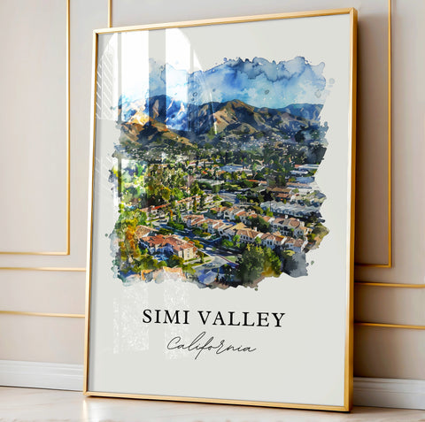 Simi Valley Wall Art, Simi Valley Print, Simi Valley CA Watercolor, Ventura County CA Gift, Travel Print, Travel Poster, Housewarming Gift