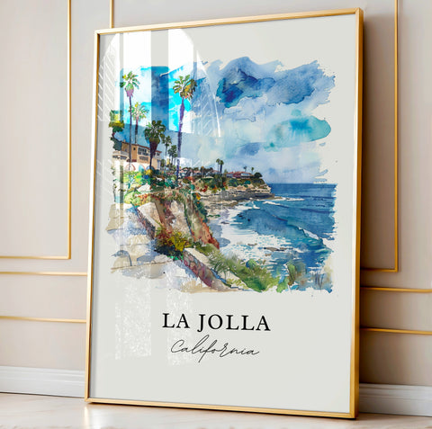 La Jolla Wall Art, La Jolla Print, La Jolla California Watercolor, La Jolla Gift, Travel Print, Travel Poster, Housewarming Gift