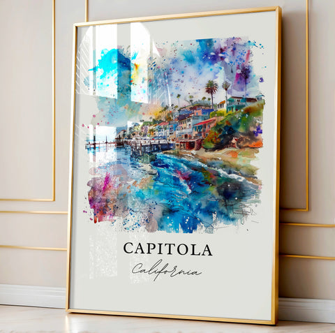 Capitola CA Wall Art, Capitola Print, Capitola Watercolor, Santa Cruz County Gift, Travel Print, Travel Poster, Housewarming Gift