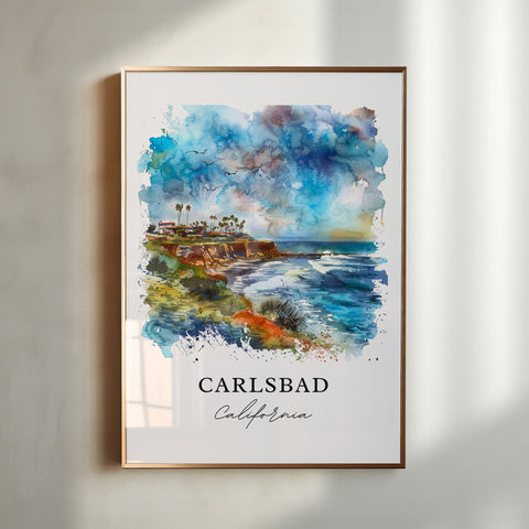 Carlsbad CA Wall Art, Carlsbad Print, San Diego Watercolor, Carlsbad California Gift, Travel Print, Travel Poster, Housewarming Gift