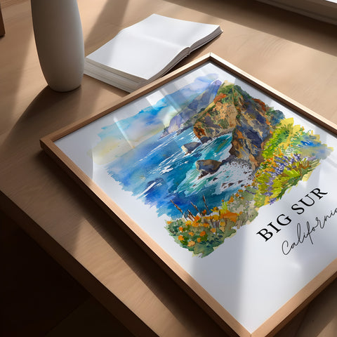 Big Sur Wall Art, Big Sur California Print, Big Sur Watercolor, Big Sur Gift, Travel Print, Travel Poster, Housewarming Gift