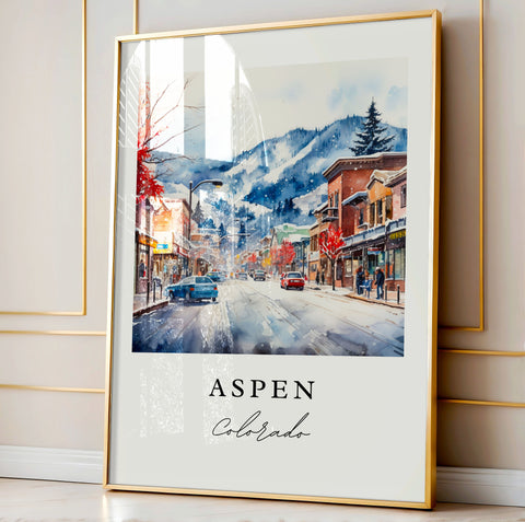 Aspen traditional travel art - Colorado, Aspen CO poster print, Wedding gift, Birthday present, Custom Text, Perfect Gift