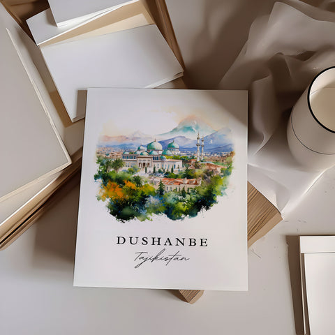 Dushanbe traditional travel art - Tajikistan, Dushanbe print, Wedding gift, Birthday present, Custom Text, Perfect Gift