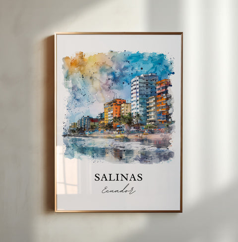 Salinas Ecuador Wall Art, Salinas Print, Salinas Beach Watercolor, Santa Elena Ecuador Gift, Travel Print, Travel Poster, Housewarming Gift