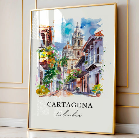 Cartagena Wall Art, Cartagena Print, Cartagena Colombia Watercolor, Bolívar Colombia Gift, Travel Print, Travel Poster, Housewarming Gift