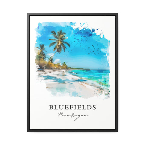 Bluefields Nicaragua Wall Art, Bluefields Print, Bluefields Watercolor, Bluefields Nicaragua Gift, Travel Print, Travel Poster