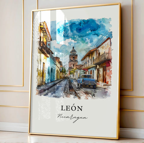 Leon Nicaragua Wall Art, León Print, León Watercolor, León Nicaragua Gift, Travel Print, Travel Poster, Housewarming Gift
