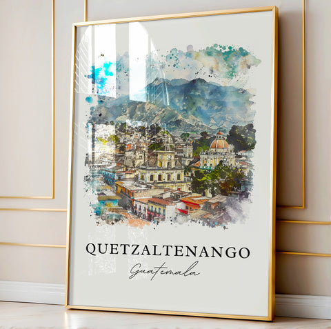 Quetzaltenango Wall Art, Xela Print, Guatemala Watercolor, Quetzaltenango Guatemala Gift, Travel Print, Travel Poster, Housewarming Gift