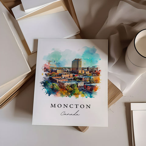 Moncton traditional travel art - Canada, Moncton print, Wedding gift, Birthday present, Custom Text, Perfect Gift