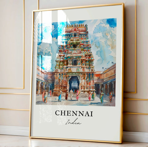 Chennai India Wall Art, Chennai Print, Chennai Watercolor, Chennai India Gift, Travel Print, Travel Poster, Housewarming Gift