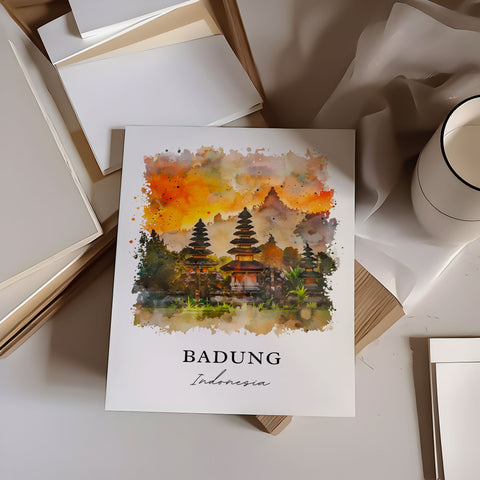 Badung Indonesia Wall Art, Badung Print, Badung Watercolor, Badung Bali Gift, Travel Print, Travel Poster, Housewarming Gift
