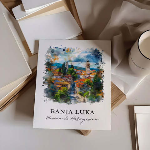 Banja Luka Art, Banja Luka Bosnia Print, Banja Luka Watercolor, Bosnia and Herzegovina Gift, Travel Print, Travel Poster, Housewarming Gift