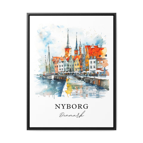 Nyborg Wall Art, Nyborg Denmark Print, Nyborg Watercolor, Nyborg Gift, Travel Print, Travel Poster, Housewarming Gift